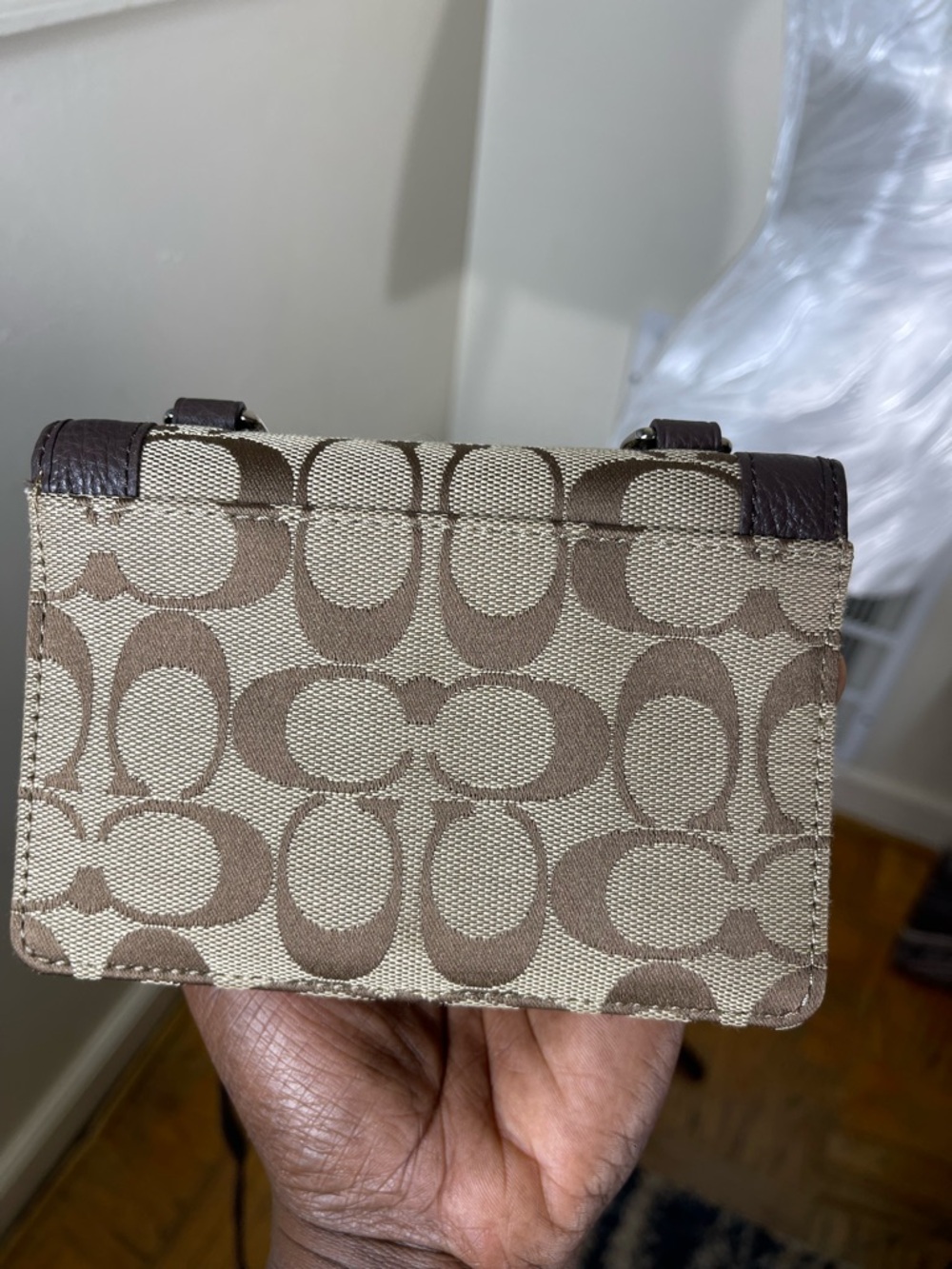 Coach Brown Signature Canvas Crossbody with Dark Brown Trim - Picture 4 of 7
